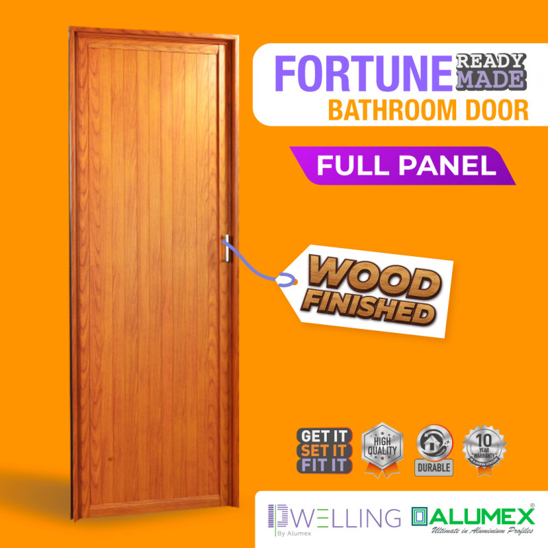Fortune Bathroom Door - Full Panel - Wood - Right open - Hardware ...