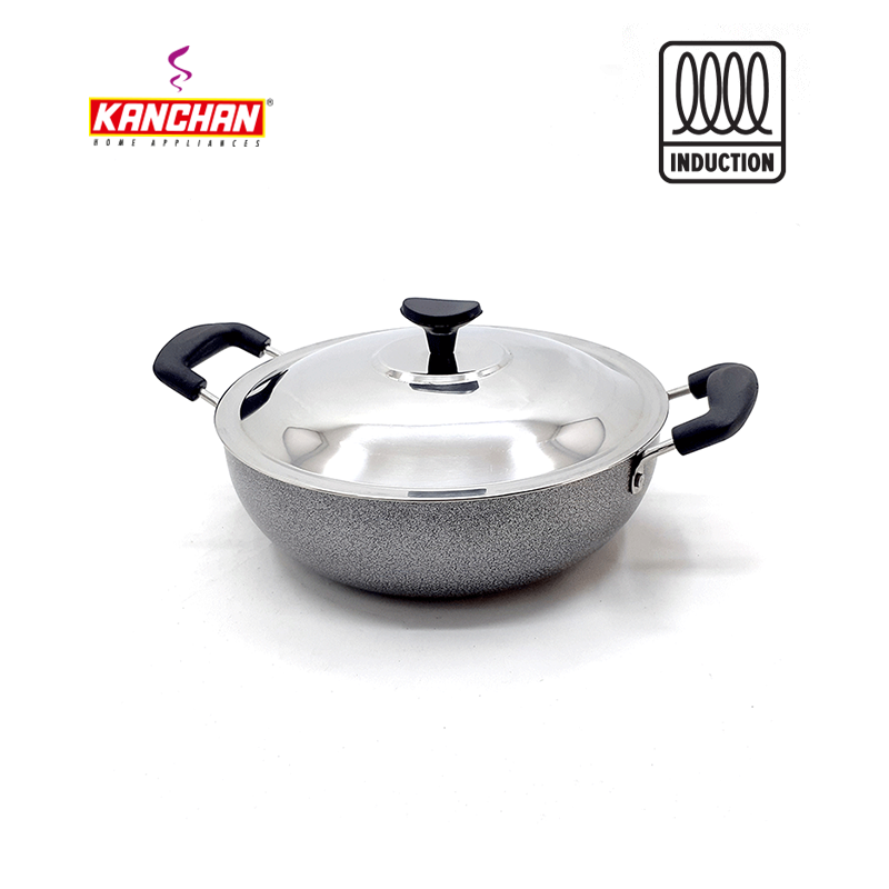NON STICK COOKING POT WITH SS LID 2.5 LIT 3 MM WITH INDUCTION